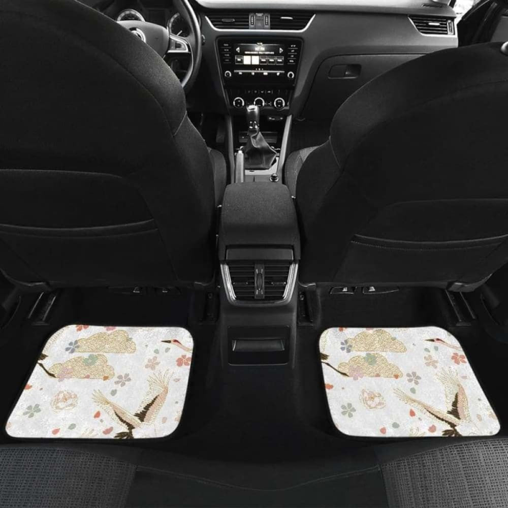 Beautiful Japanese Cranes Pattern Front And Back Car Mats