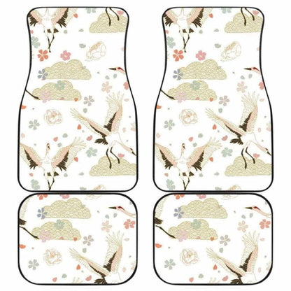 Beautiful Japanese Cranes Pattern Front And Back Car Mats