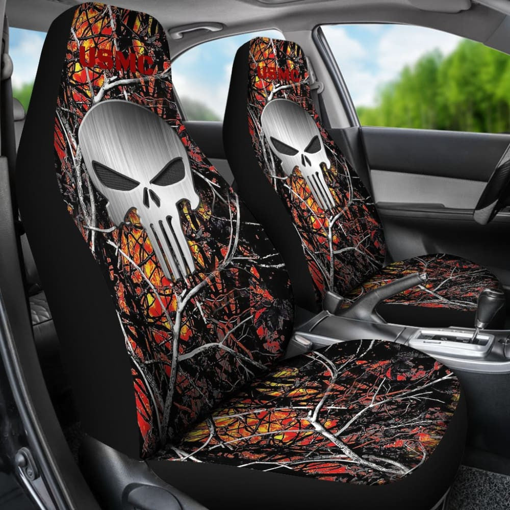 Wildfire Camouflage US Marine Corps Punisher Print Design Car Seat Covers