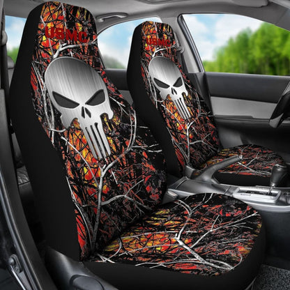 Wildfire Camouflage US Marine Corps Punisher Print Design Car Seat Covers