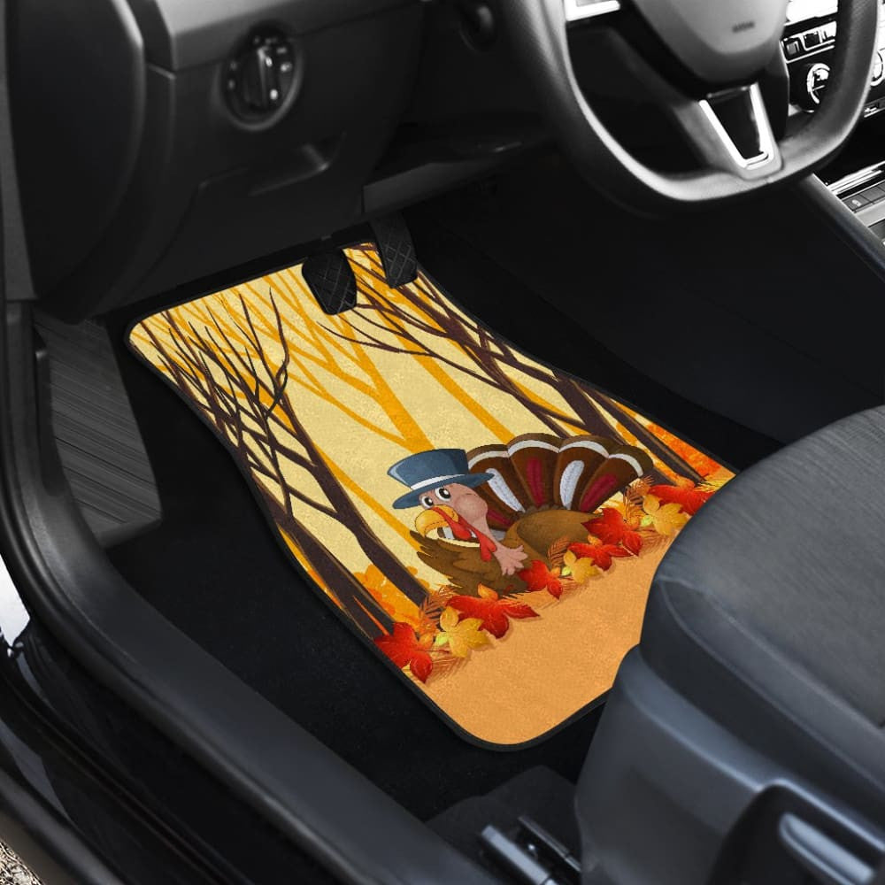 Thanksgiving Turkey In Autumn Leaves Tree Car Floor Mats