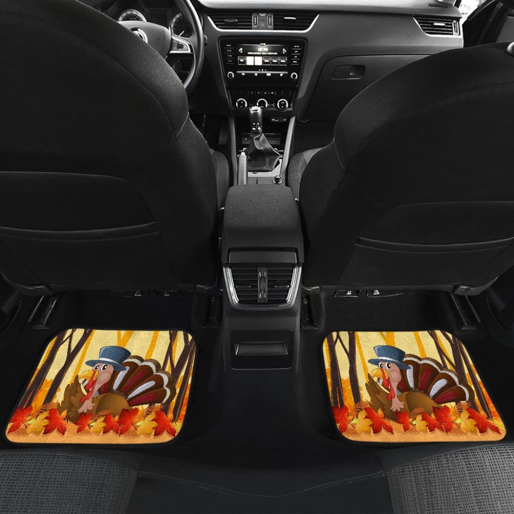 Thanksgiving Turkey In Autumn Leaves Tree Car Floor Mats
