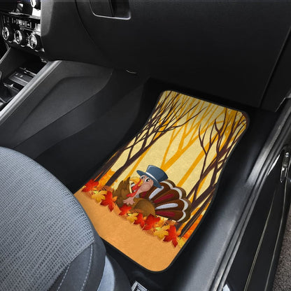 Thanksgiving Turkey In Autumn Leaves Tree Car Floor Mats