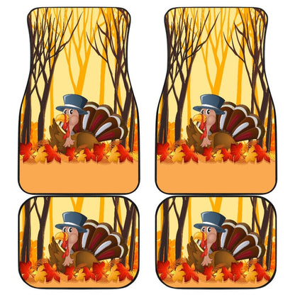 Thanksgiving Turkey In Autumn Leaves Tree Car Floor Mats