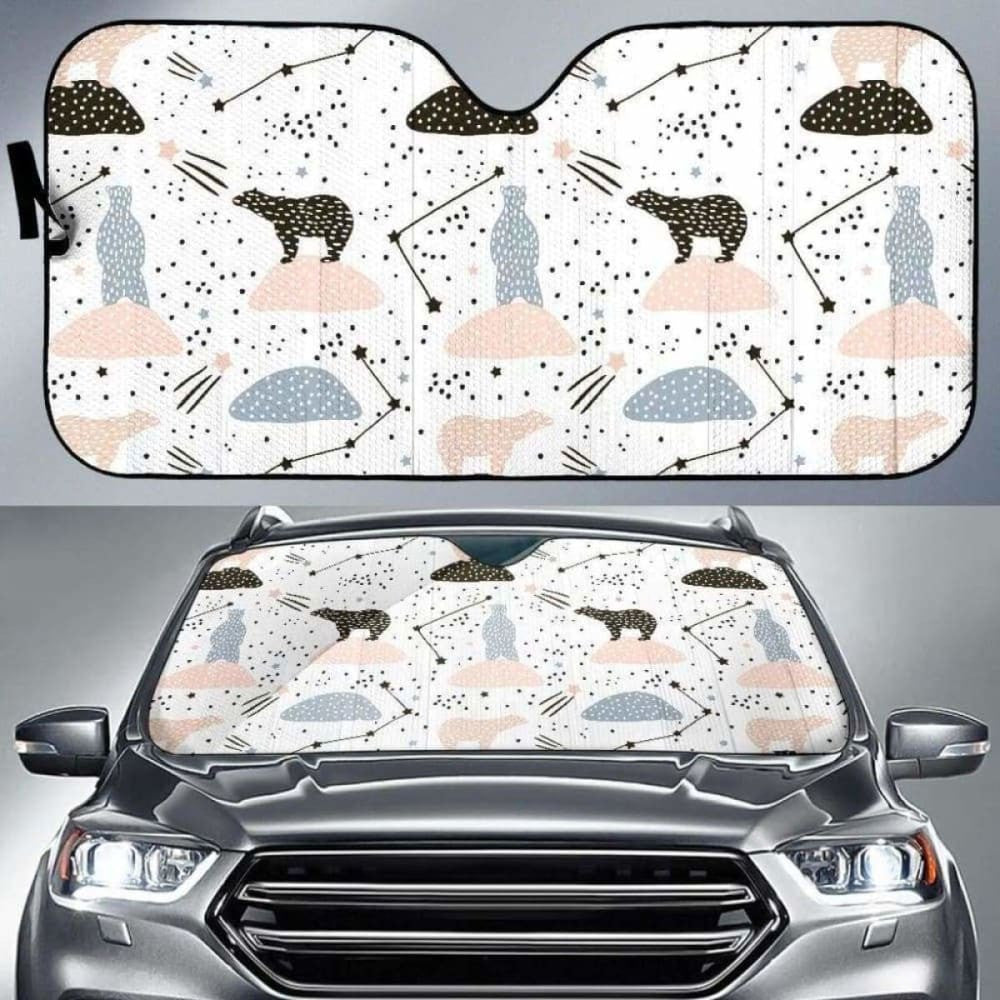 Polar Bears Star Poka Dot Pattern Car Auto Sun Shades