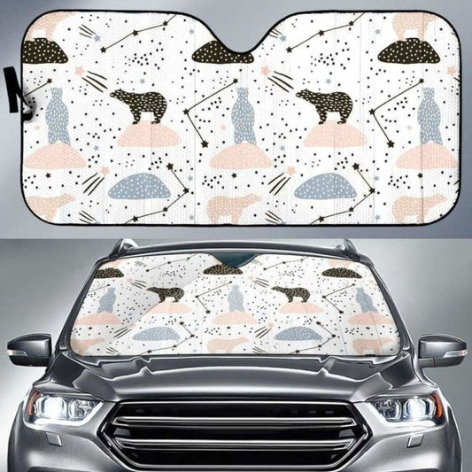 Polar Bears Star Poka Dot Pattern Car Auto Sun Shades