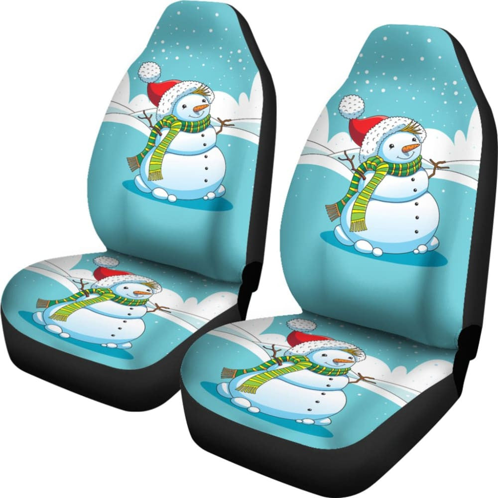 Cute Snowman Pattern Print Car Seat Covers