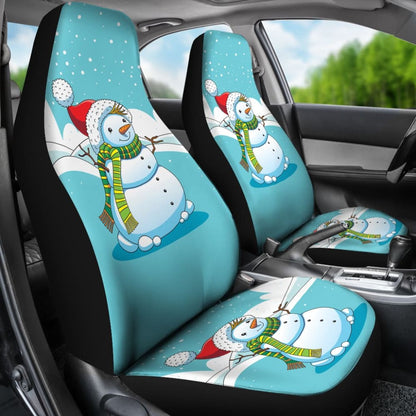 Cute Snowman Pattern Print Car Seat Covers