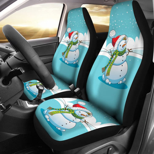 Cute Snowman Pattern Print Car Seat Covers