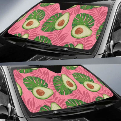 Avocado Slices Leaves Pink Back Ground Car Auto Sun Shades