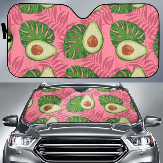 Avocado Slices Leaves Pink Back Ground Car Auto Sun Shades