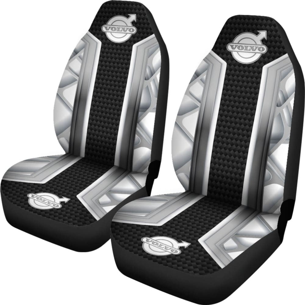Amazing Volvo White Black Themed Printed Car Seat Covers