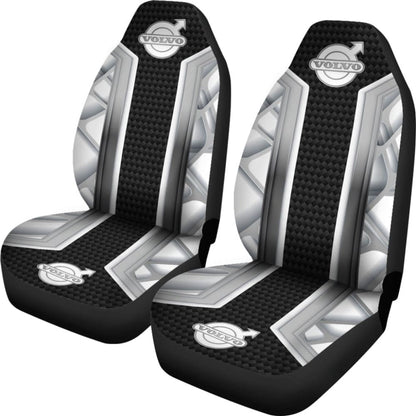Amazing Volvo White Black Themed Printed Car Seat Covers