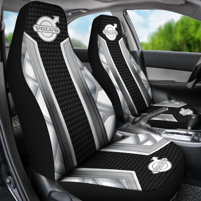 Amazing Volvo White Black Themed Printed Car Seat Covers