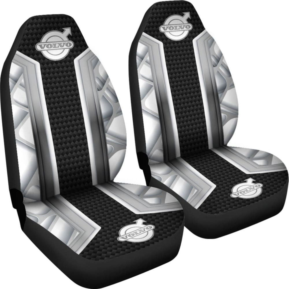 Amazing Volvo White Black Themed Printed Car Seat Covers
