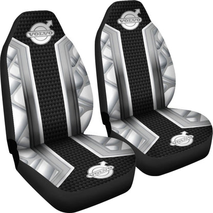 Amazing Volvo White Black Themed Printed Car Seat Covers