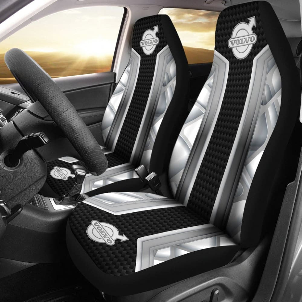 Amazing Volvo White Black Themed Printed Car Seat Covers