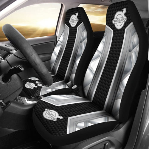 Amazing Volvo White Black Themed Printed Car Seat Covers