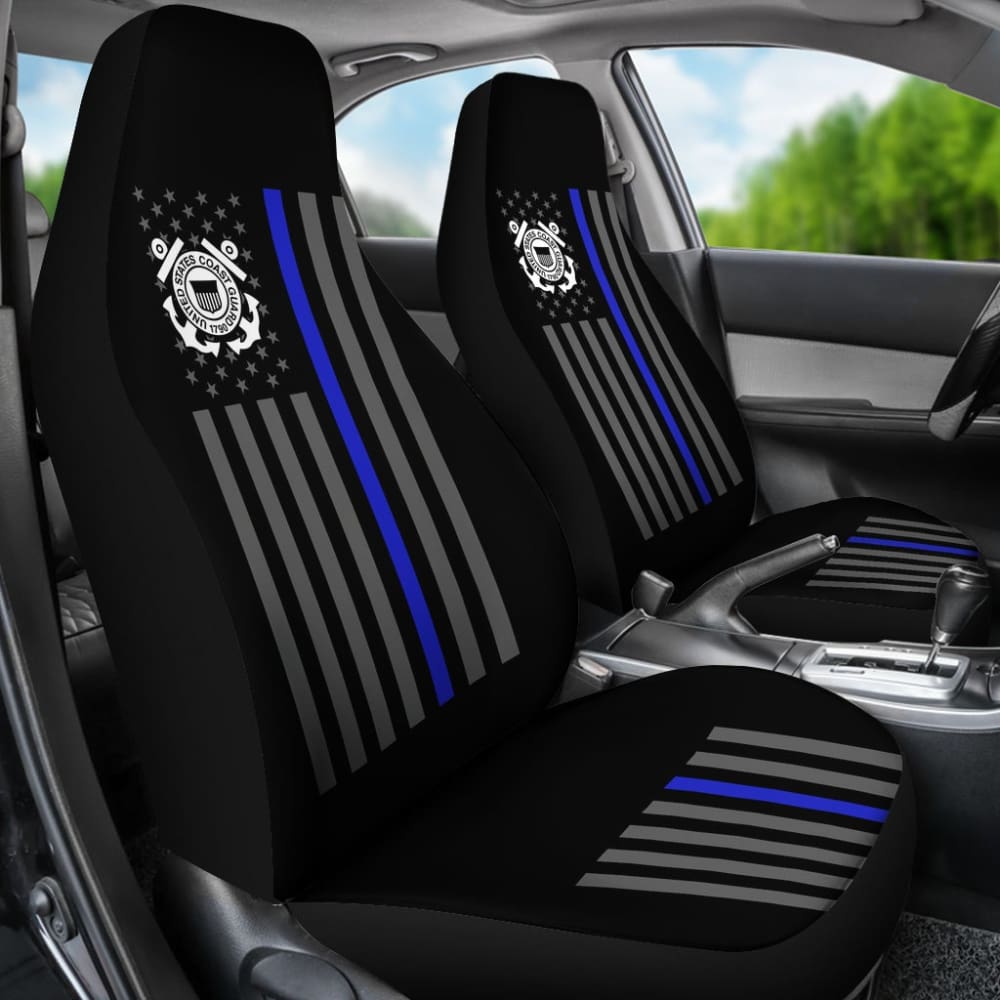 Thin Blue Line American Flag US Coast Guard Car Seat Covers Custom