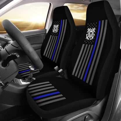 Thin Blue Line American Flag US Coast Guard Car Seat Covers Custom