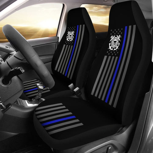 Thin Blue Line American Flag US Coast Guard Car Seat Covers Custom