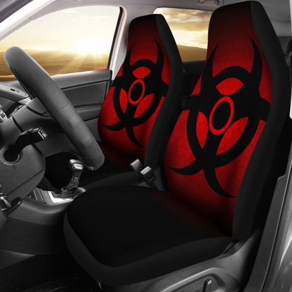 Black Biohazard Warning Red Background Car Seats Covers