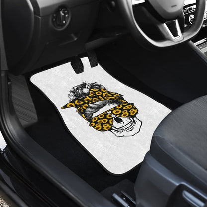 Amazing Skulls With Glasses And Bandana Sunflower Car Floor Mats