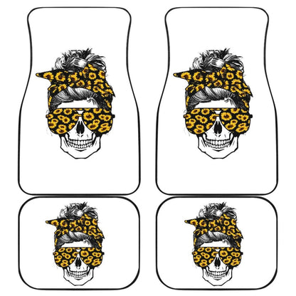 Amazing Skulls With Glasses And Bandana Sunflower Car Floor Mats