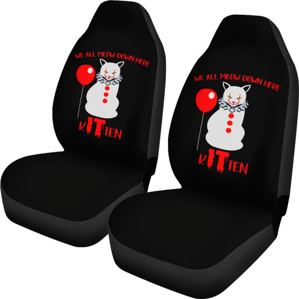 We All Meow Down Here Clown Cat KITten Pennywise Car Seat Covers