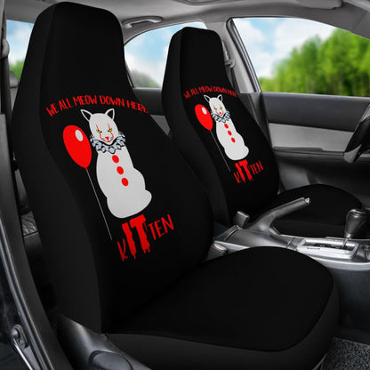 We All Meow Down Here Clown Cat KITten Pennywise Car Seat Covers