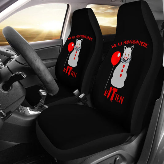 We All Meow Down Here Clown Cat KITten Pennywise Car Seat Covers