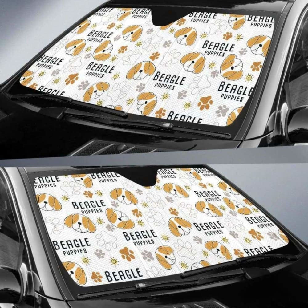 Cute Beagle Dog Pattern Background Car Auto Sun Shades