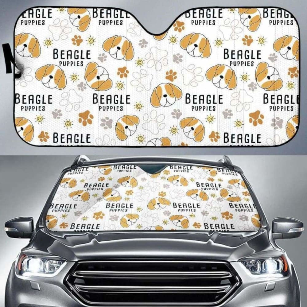 Cute Beagle Dog Pattern Background Car Auto Sun Shades