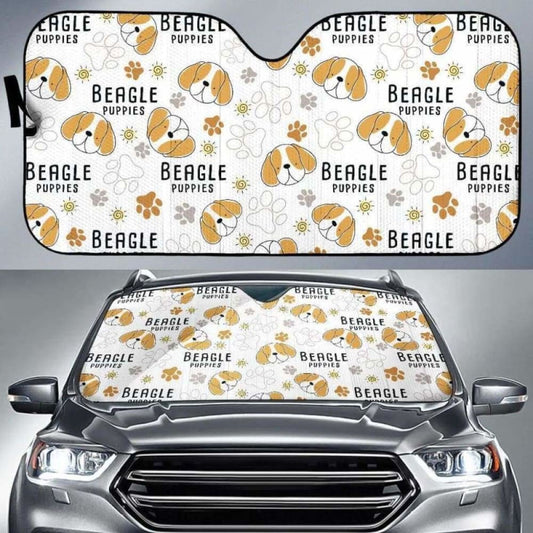 Cute Beagle Dog Pattern Background Car Auto Sun Shades