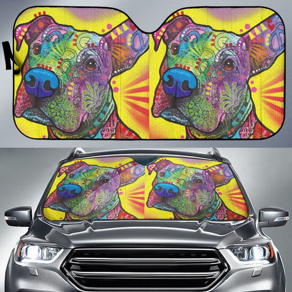 Colorful Pitbull Cute Pitbulls Dog Lover Car Auto Sun Shades