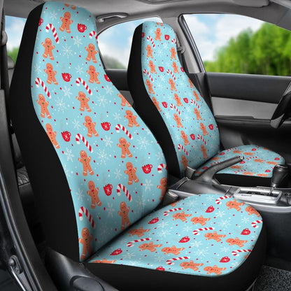 Gingerbread Man Christmas Snowflake Pattern Printed Car Seat Covers