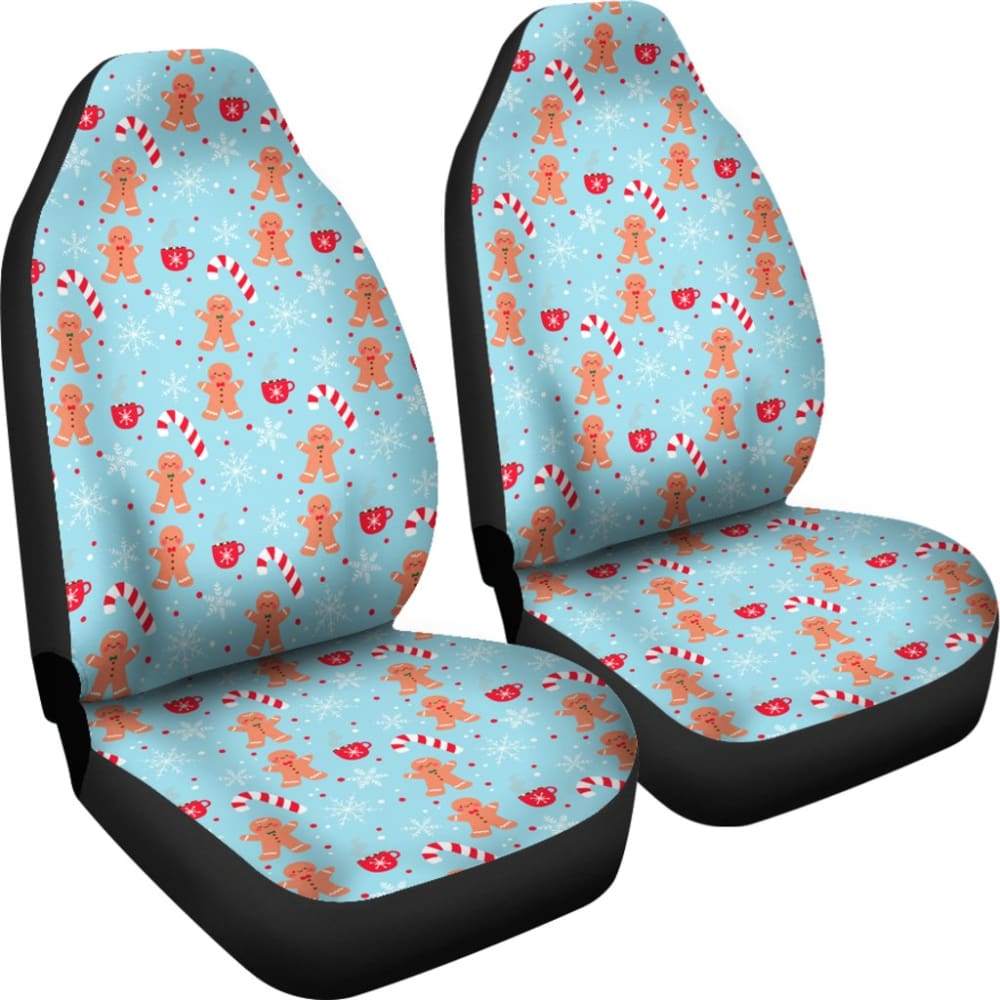 Gingerbread Man Christmas Snowflake Pattern Printed Car Seat Covers
