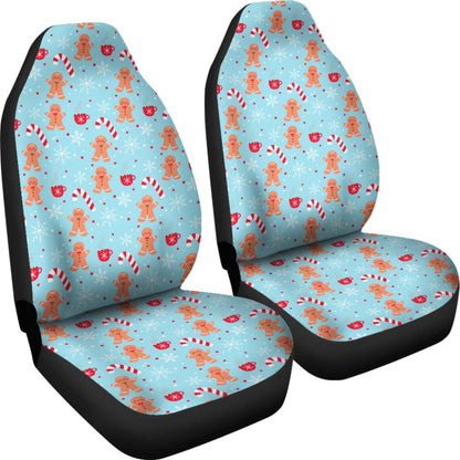 Gingerbread Man Christmas Snowflake Pattern Printed Car Seat Covers