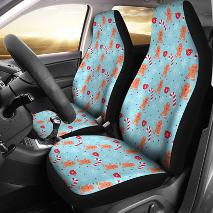 Gingerbread Man Christmas Snowflake Pattern Printed Car Seat Covers