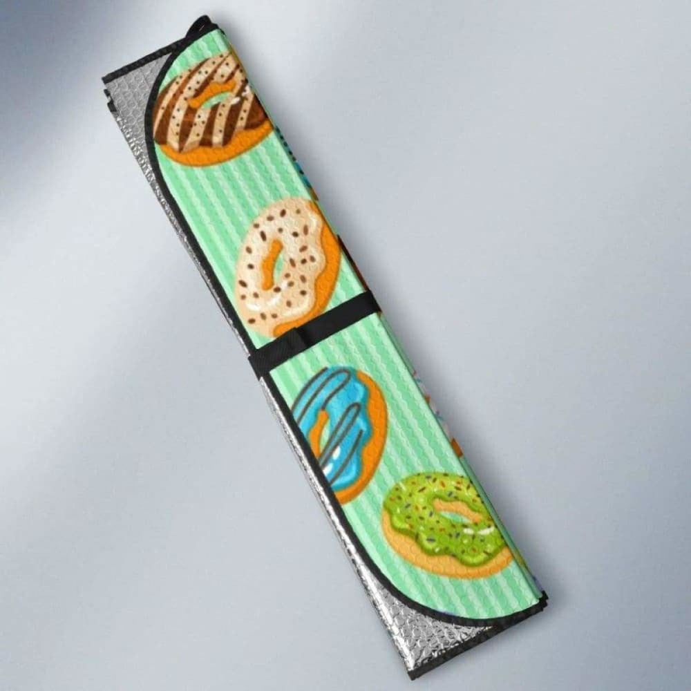 Colorful Donut Pattern Green Background Car Auto Sun Shades