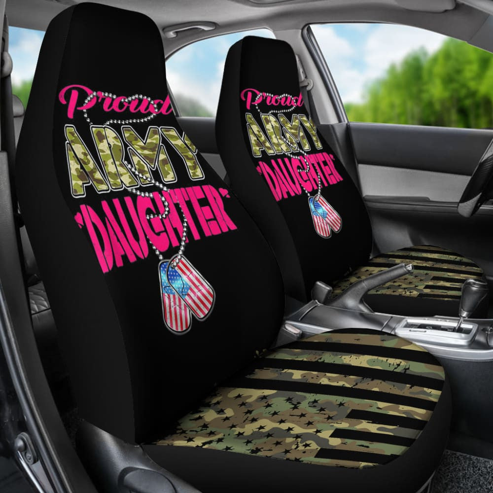 Proud Army Daughter Camo Us Flag Car Seat Covers