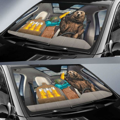 Funny Bear Camping Drink Beer Car Sun Shade Idea
