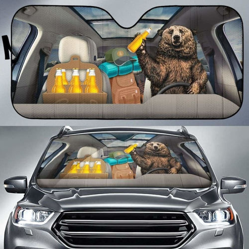 Funny Bear Camping Drink Beer Car Sun Shade Idea