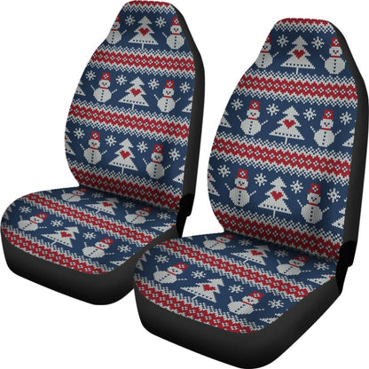 Amazing Gift Ideas Ugly Christmas Snowman Pattern Car Seat Covers