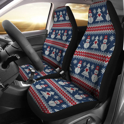 Amazing Gift Ideas Ugly Christmas Snowman Pattern Car Seat Covers