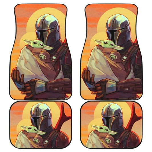 Cute Mandalorian And Baby Yoda Car Floor Mats Fan Gift