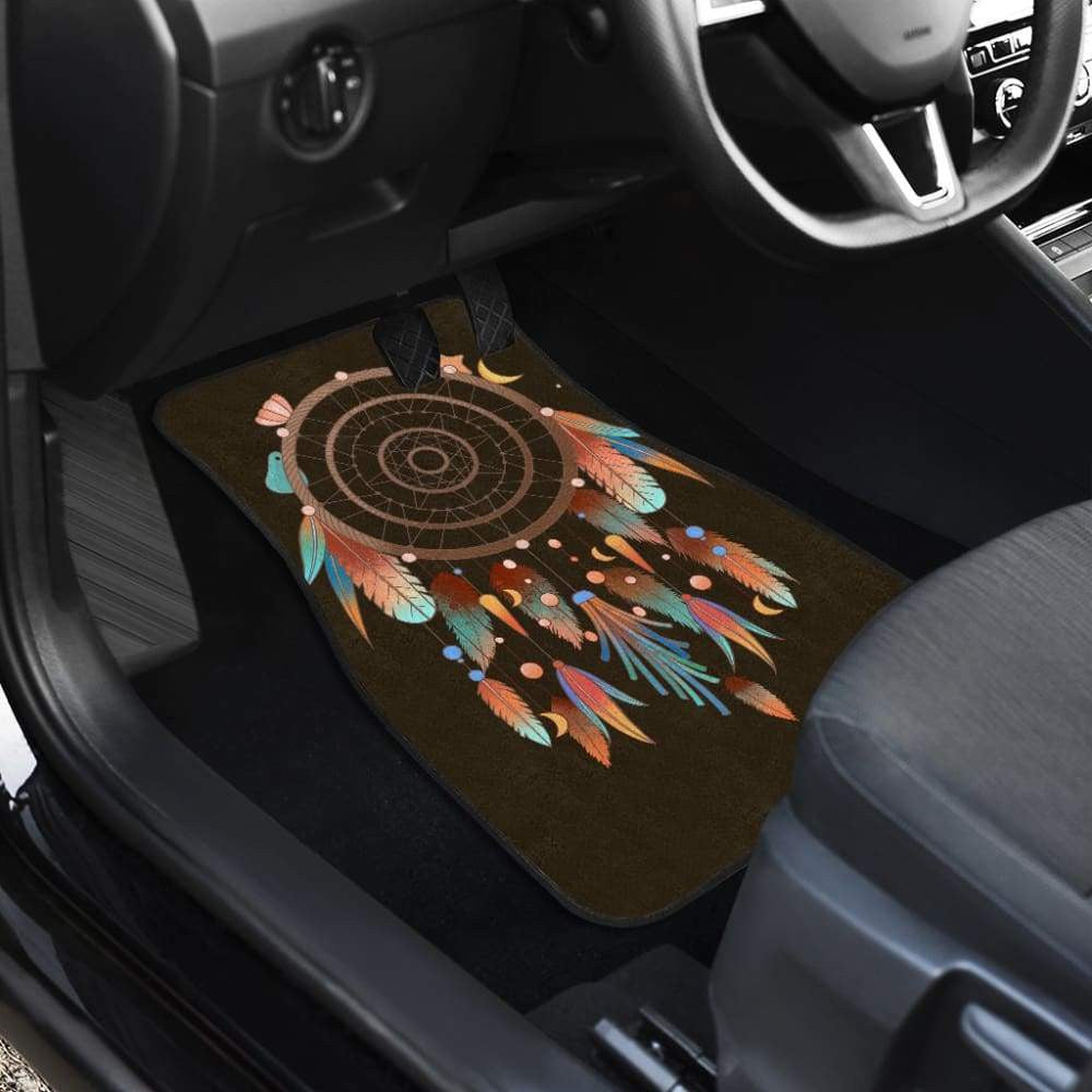 Native Dreamcatcher Feather Brown Themed Car Floor Mats