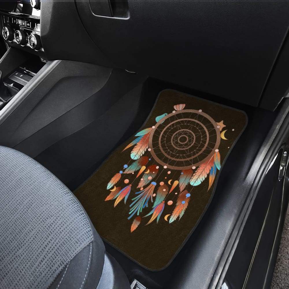 Native Dreamcatcher Feather Brown Themed Car Floor Mats