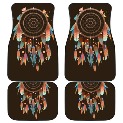 Native Dreamcatcher Feather Brown Themed Car Floor Mats
