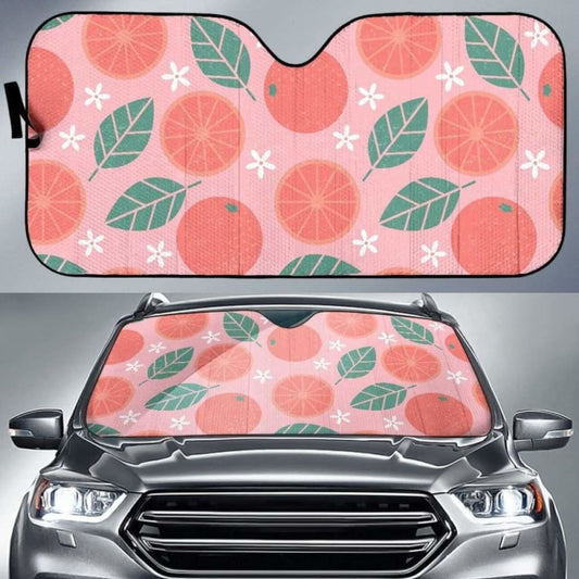 Grapefruit Leaves Flower Pink Background Car Auto Sun Shades